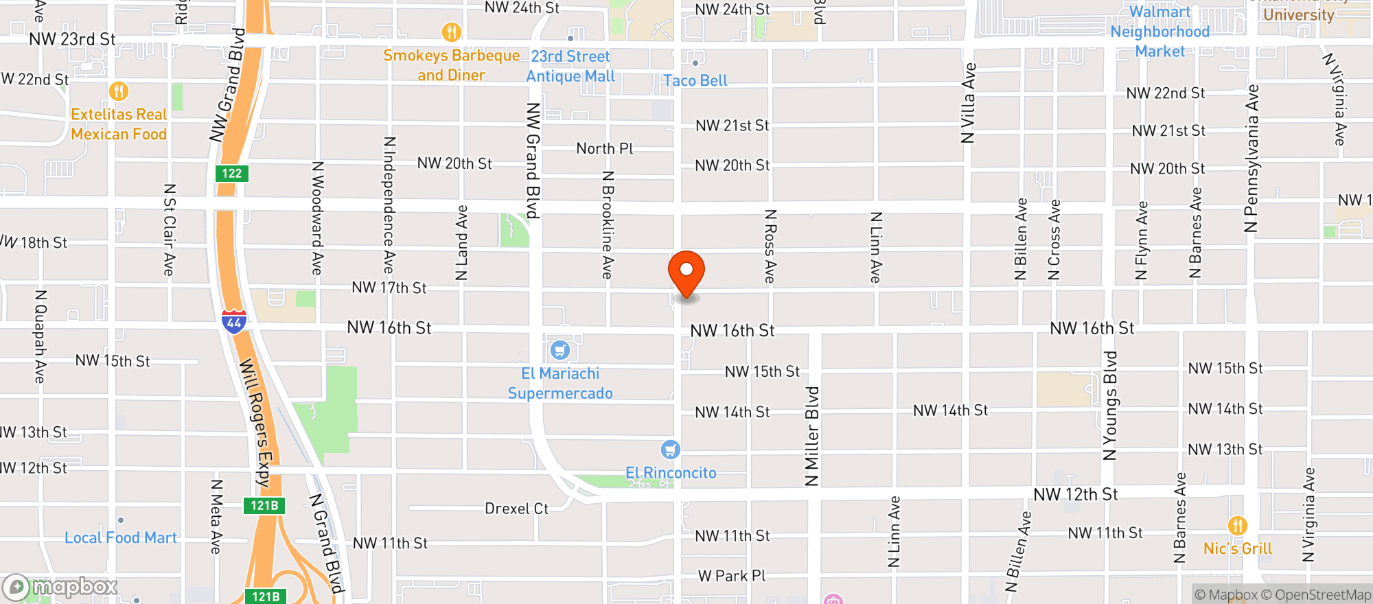 Map showing May Avenue Liquor