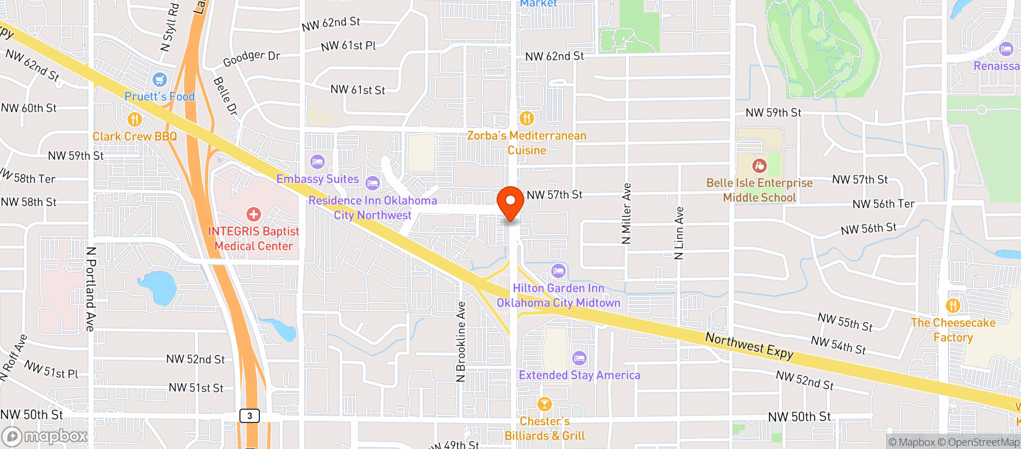 Map showing Oncue Express
