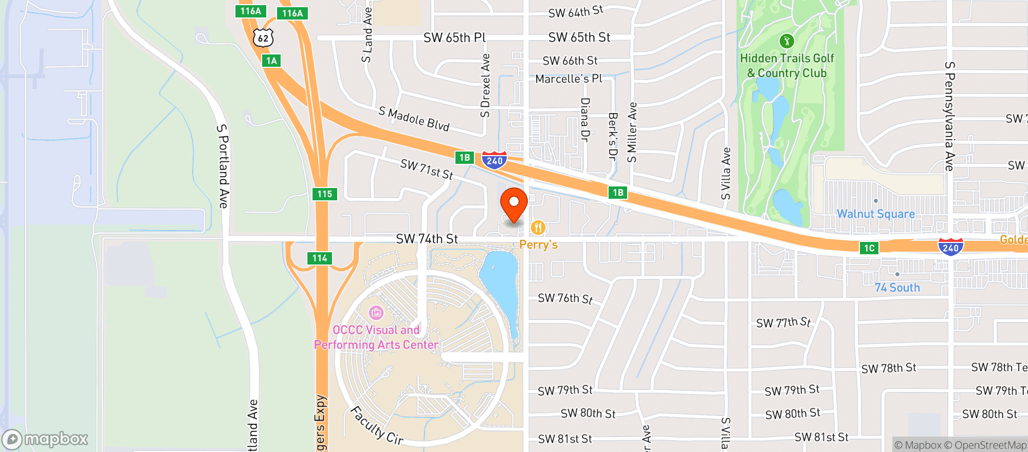 Map showing Sooner Wine & Spirits - Okc