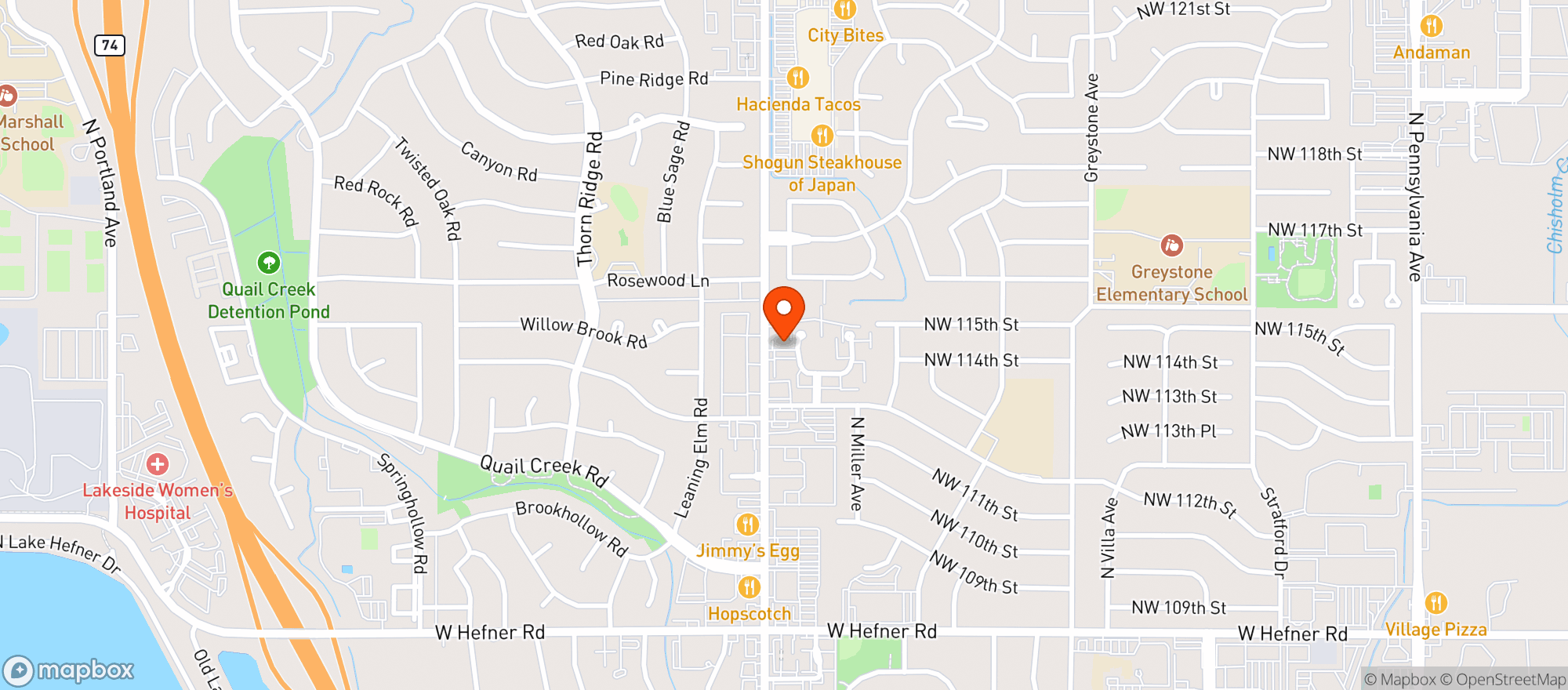 Map showing Wine Bin - Okc