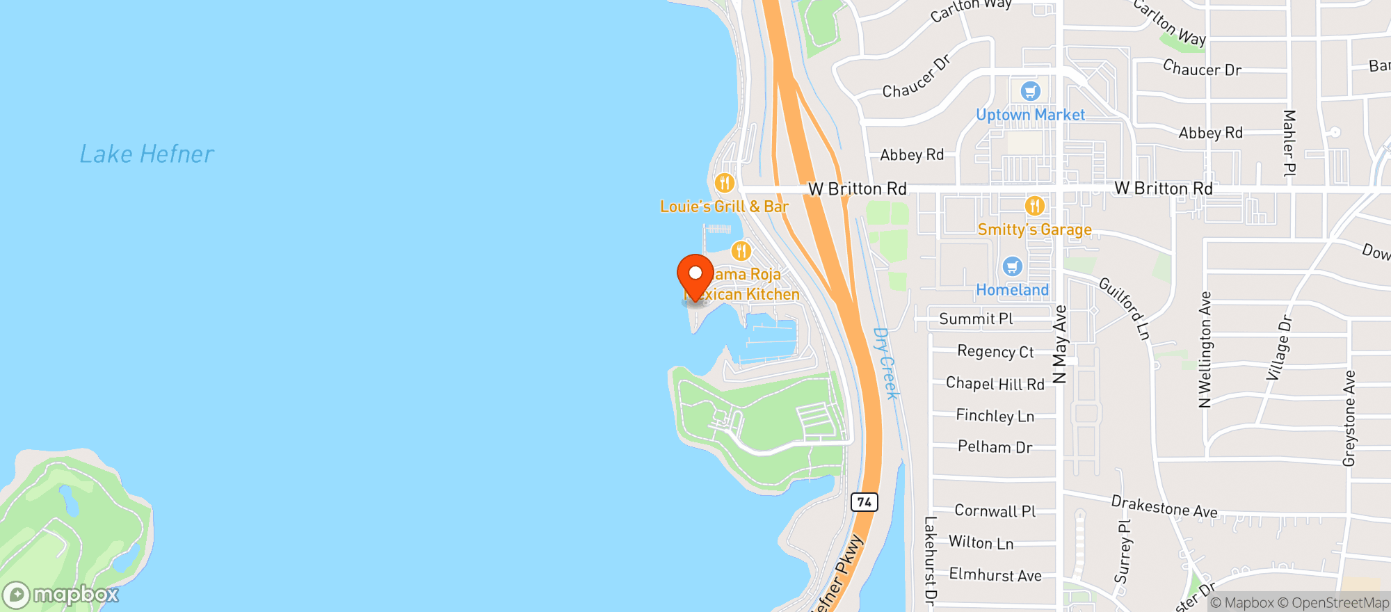 Map showing Hefner Grill