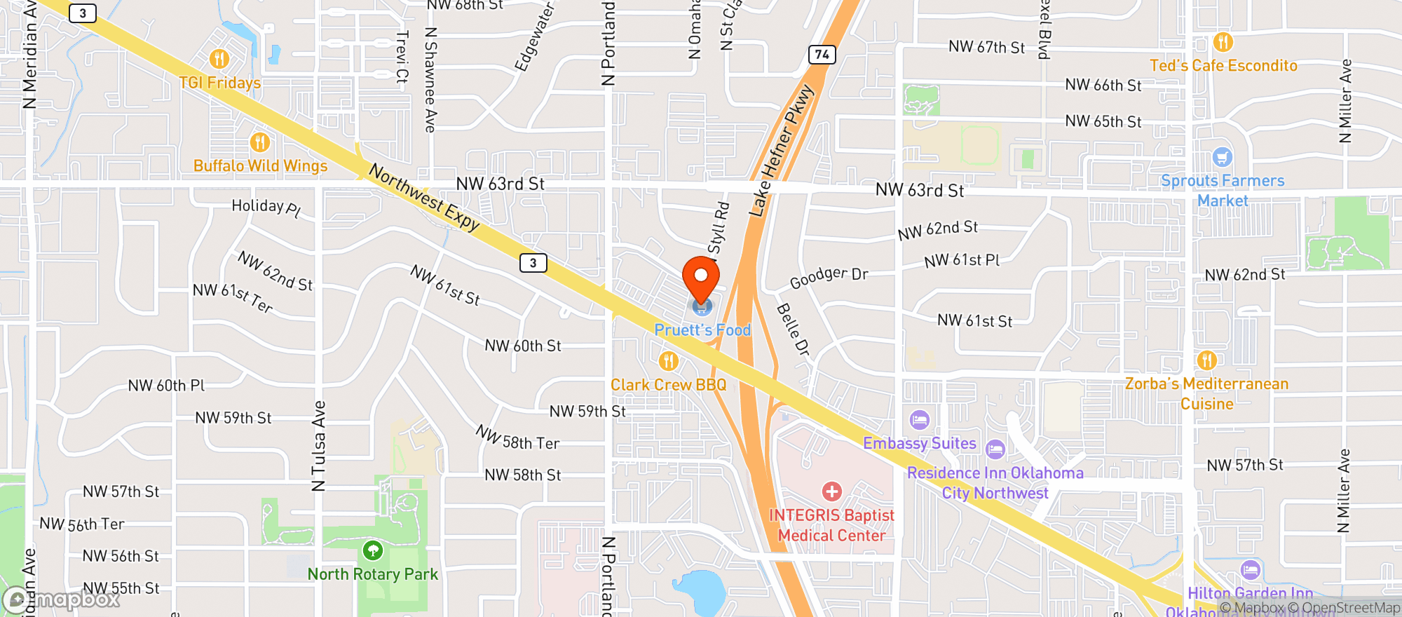 Map showing Pruett's Market #12