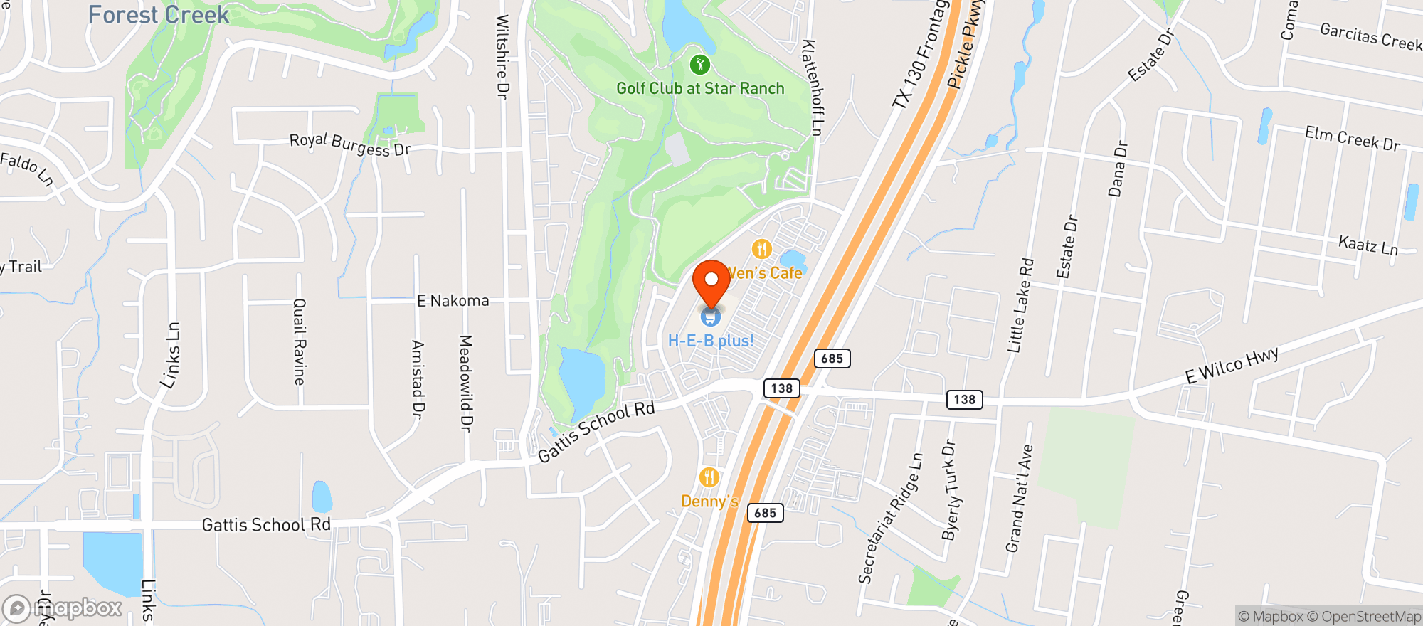 Map showing Heb Food Store