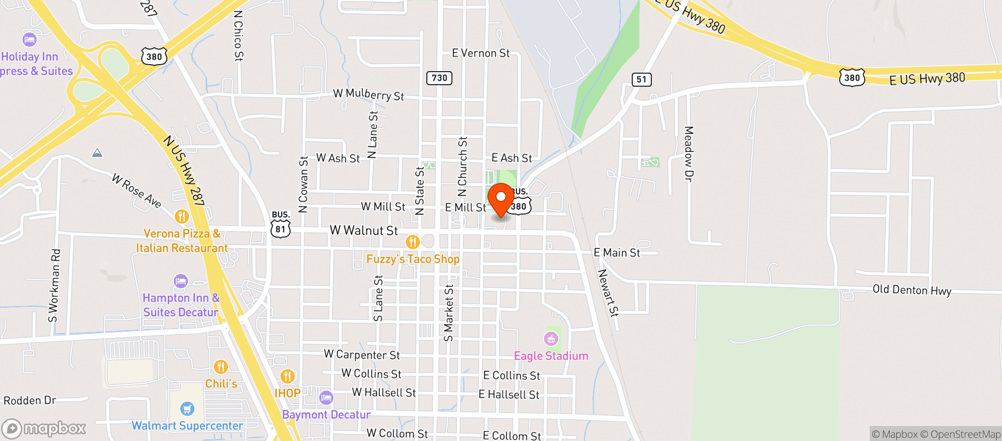 Map showing Allsup's