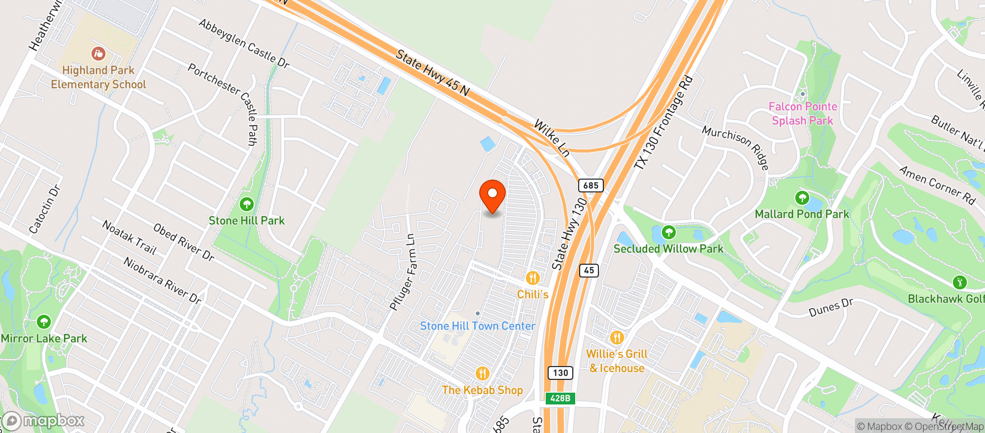Map showing Specs 221 - Pflugerville