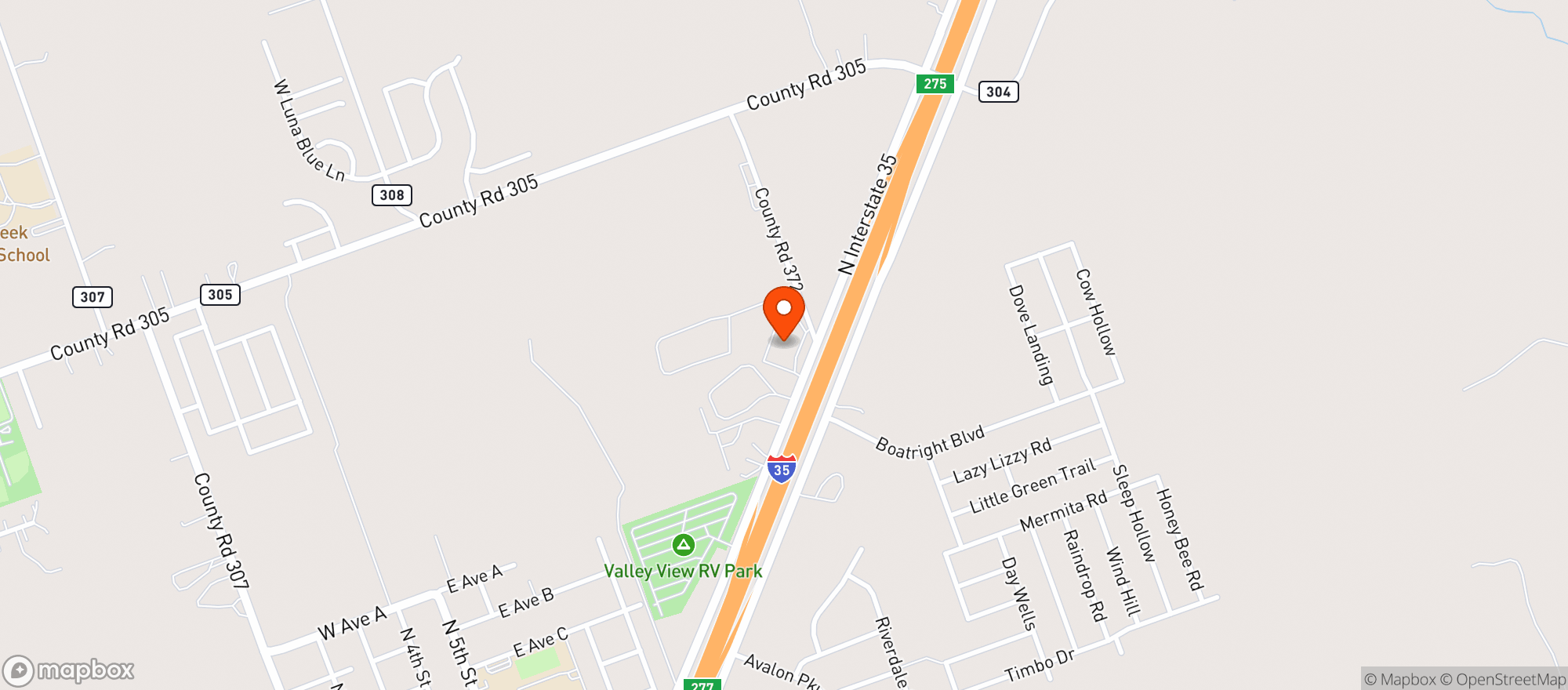 Map showing Roadster Travel Center