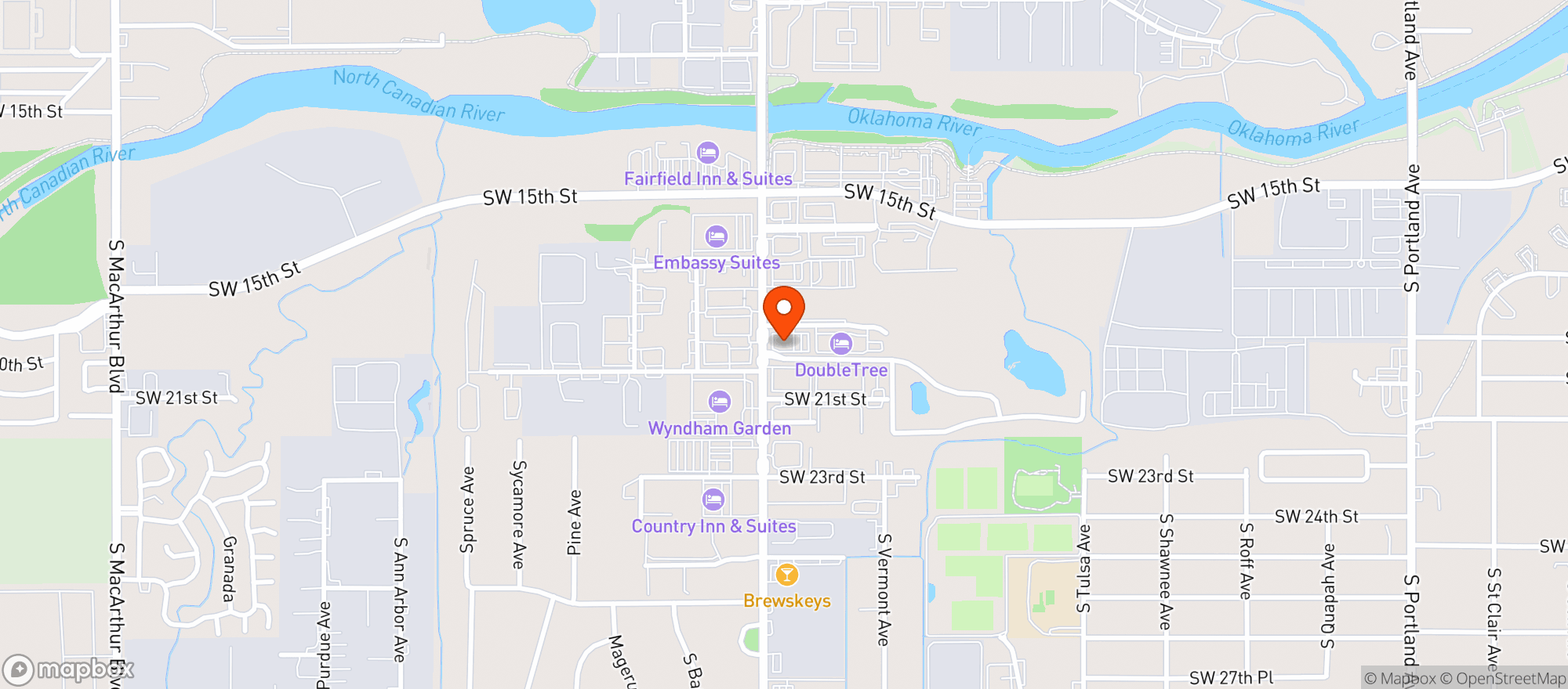 Map showing Charlestons Restaurant