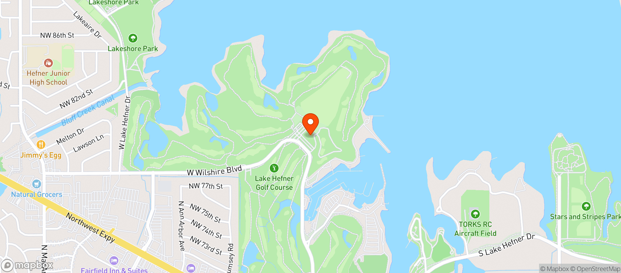Map showing Lake Hefner Golf Course