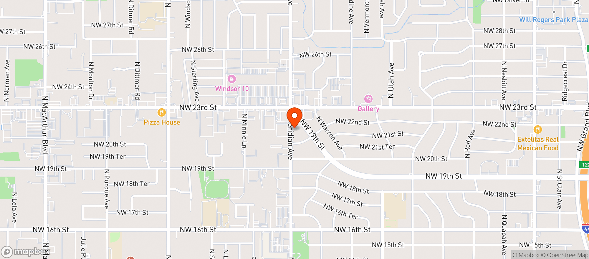Map showing Meridian Discount Dispensary - Okc
