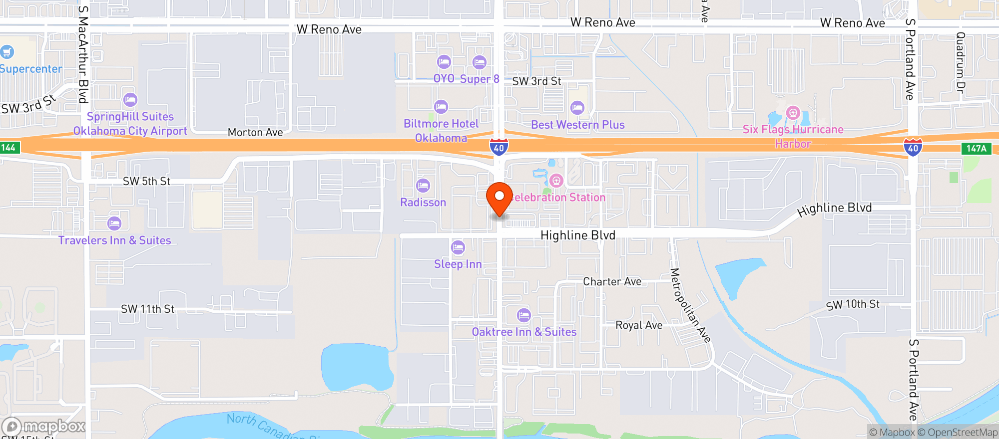 Map showing Oncue Express