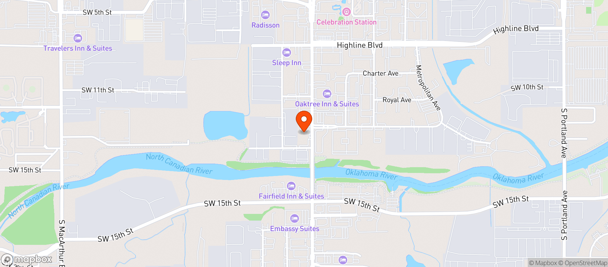 Map showing Midwest Wine & Spirits - Okc