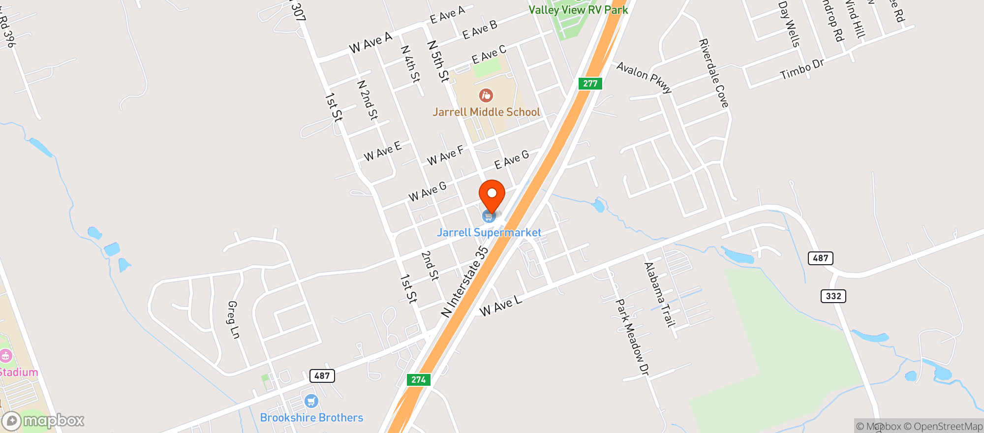 Map showing Jarrell Supermarket