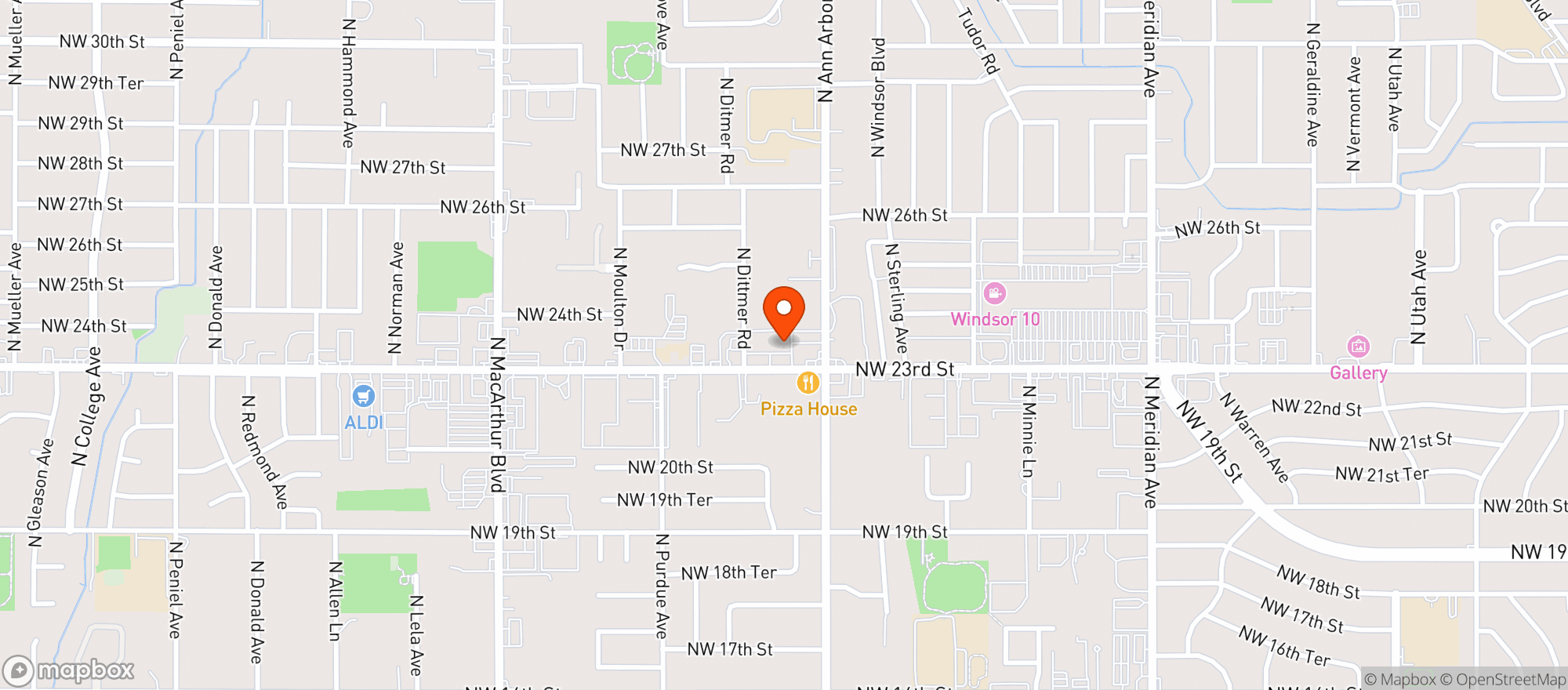 Map showing Feria Latina (23rd)-okc