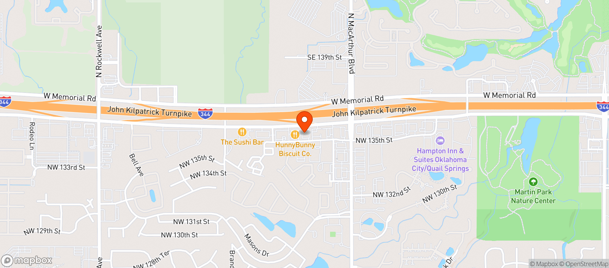Map showing Hideaway Pizza