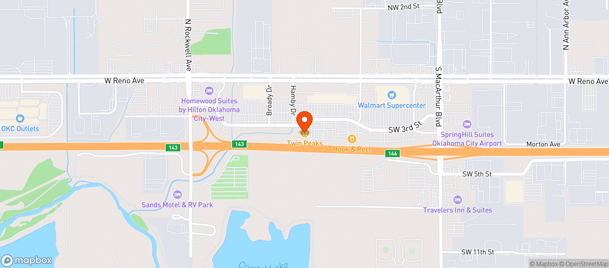 Map showing Twin Peaks Restaurant #33