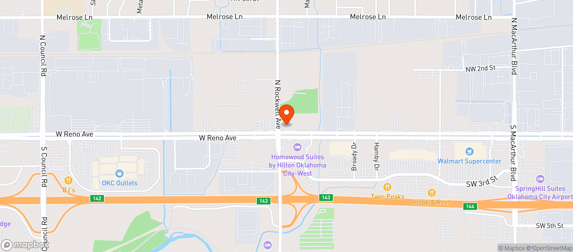Map showing Reno Liquor - Okc