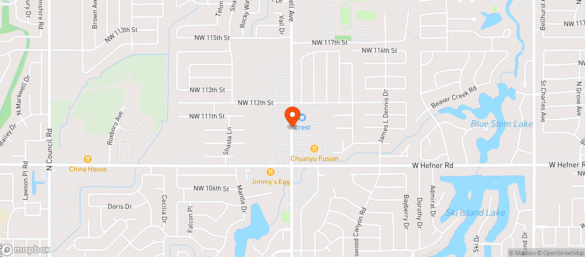 Map showing Crest Foods