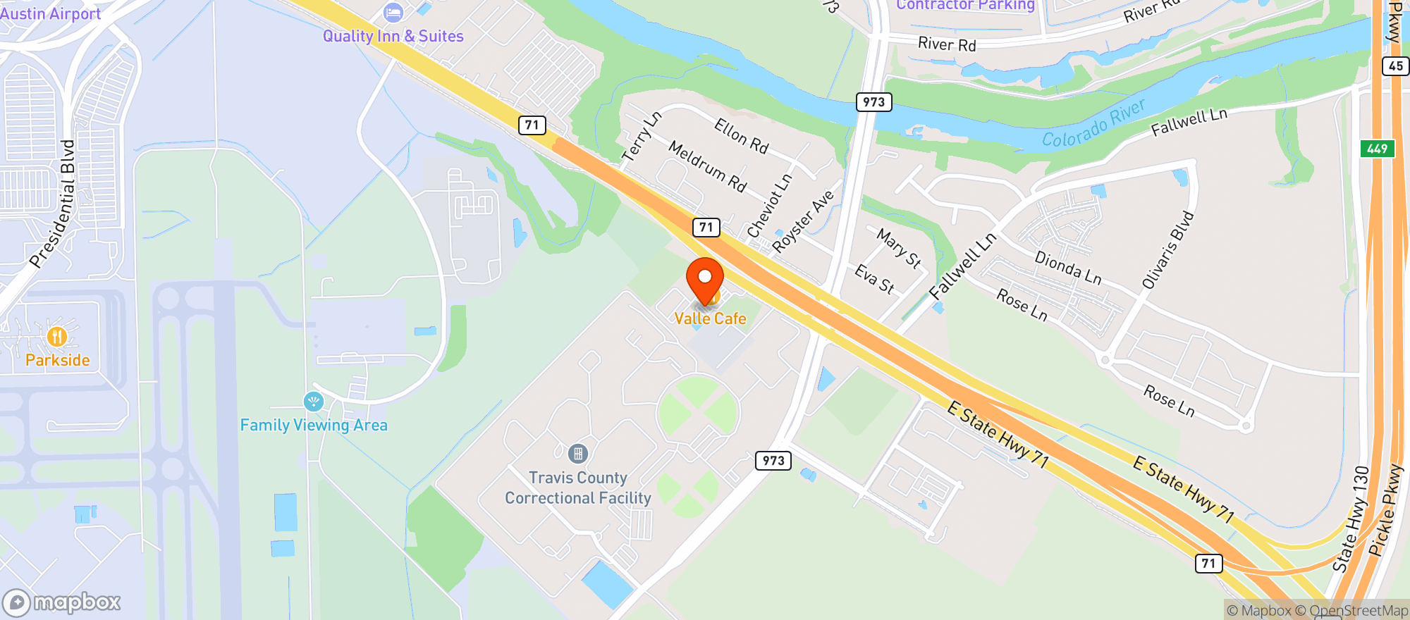 Map showing Del Valle Market