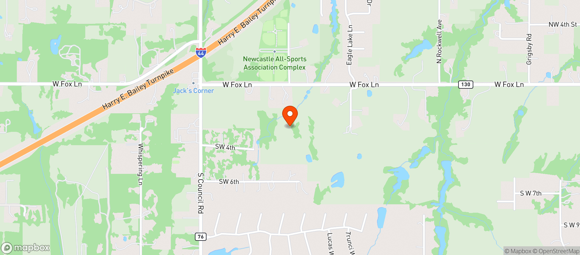 Map showing Racers Corner