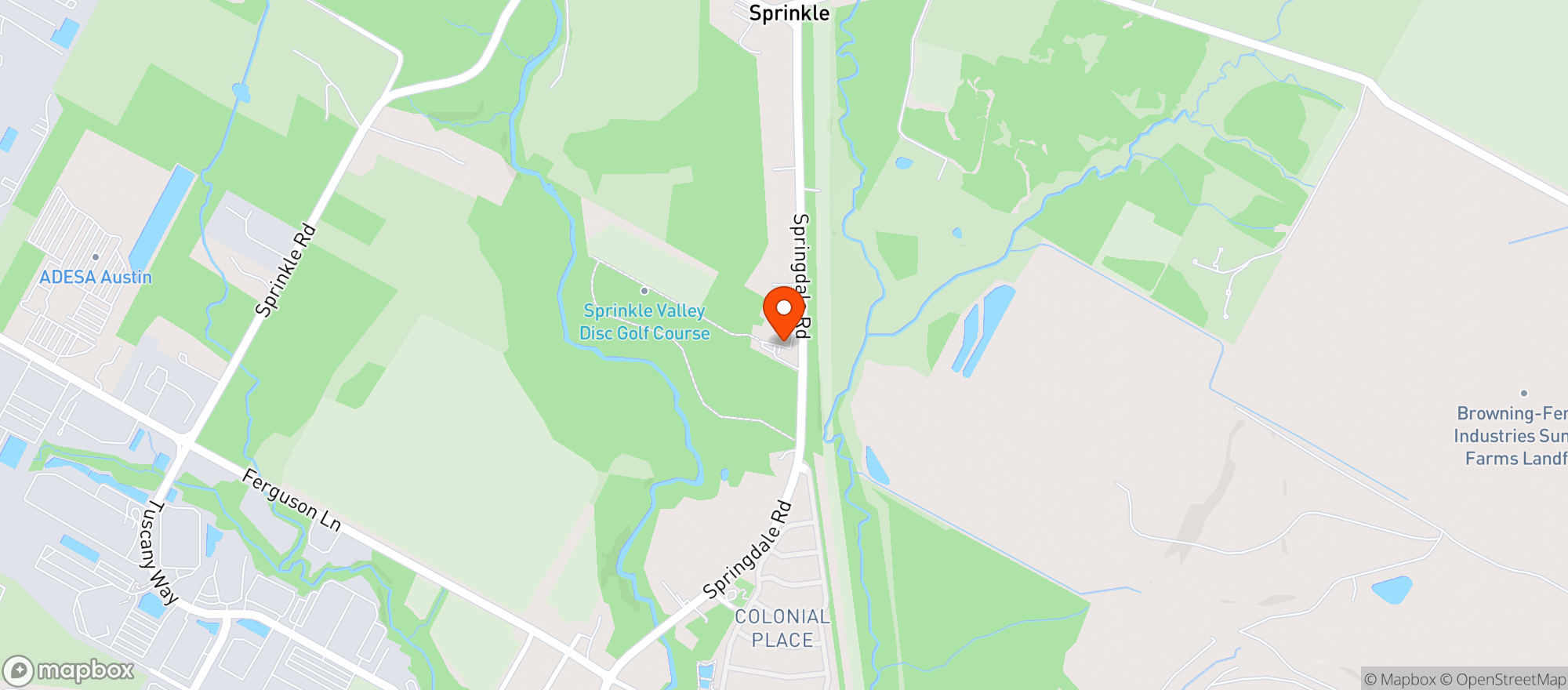 Map showing Austin Beerworks Sprinkle Valley