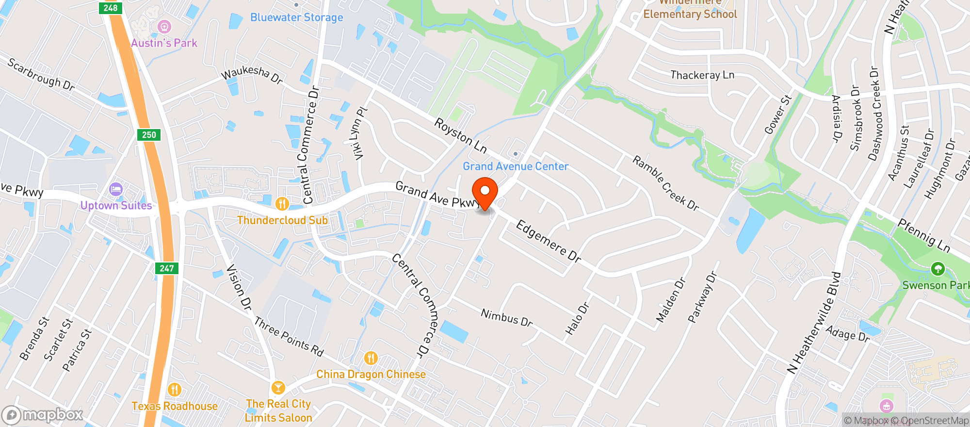 Map showing Grand Stop Food Mart