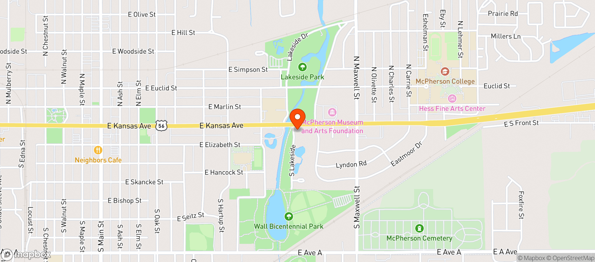 Map showing Lakeside Liquor McPherson