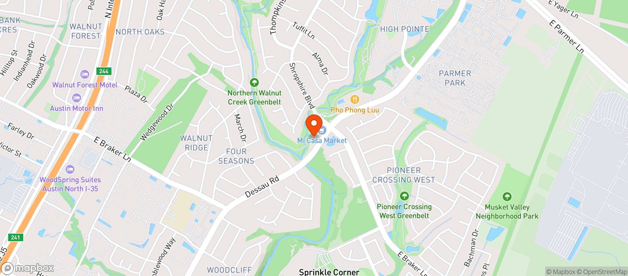 Map showing Mi Casa Market