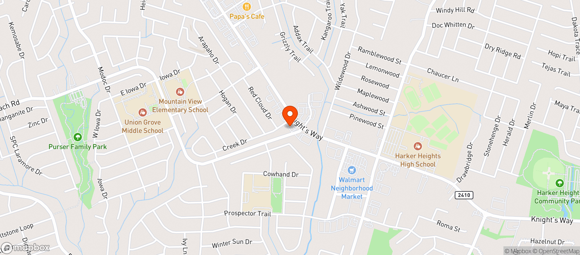 Map showing Knights Food Mart
