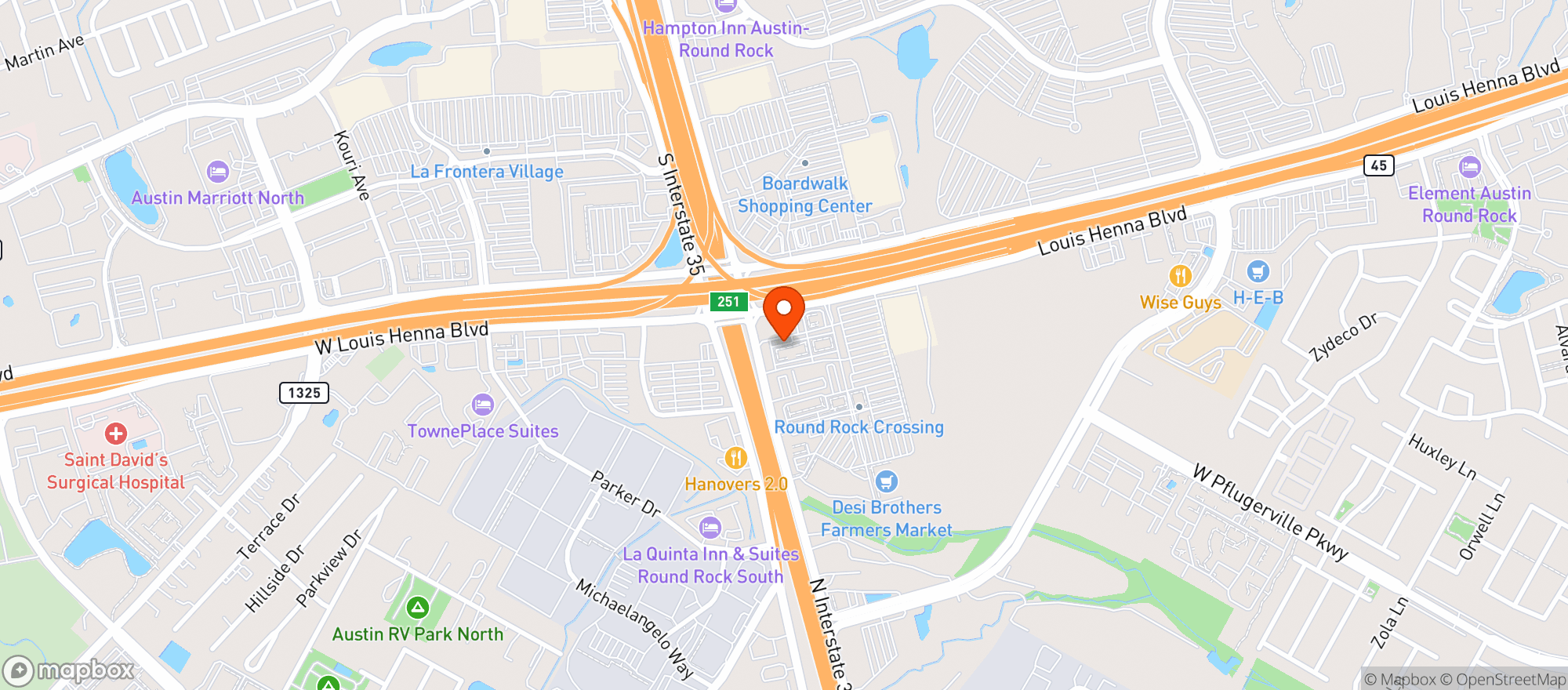 Map showing Ropeace - Round Rock
