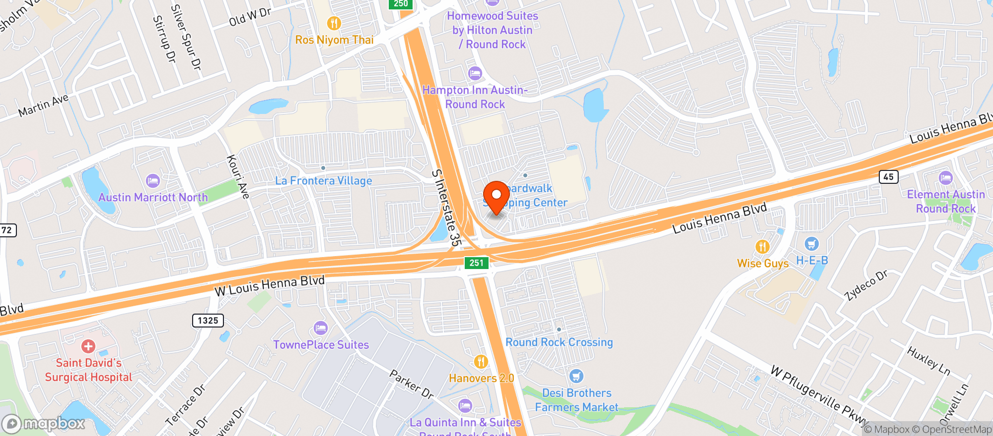 Map showing Twin Peaks Restaurant #5