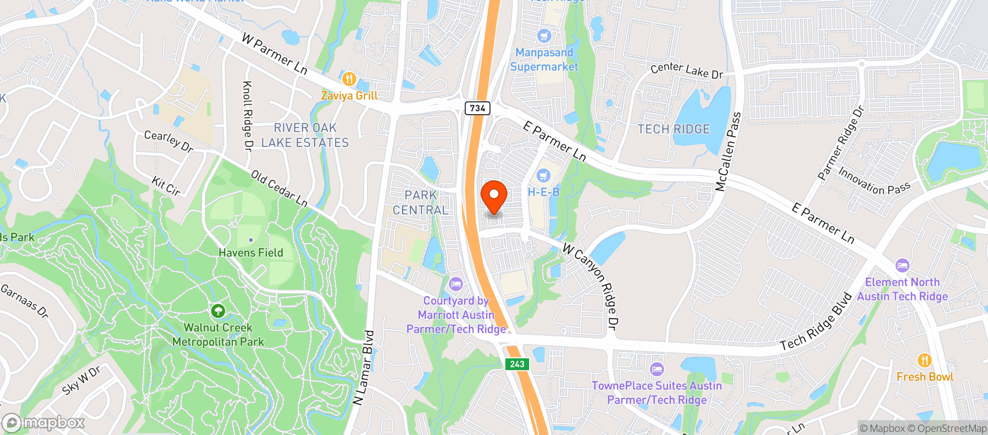 Map showing Heb Food Store