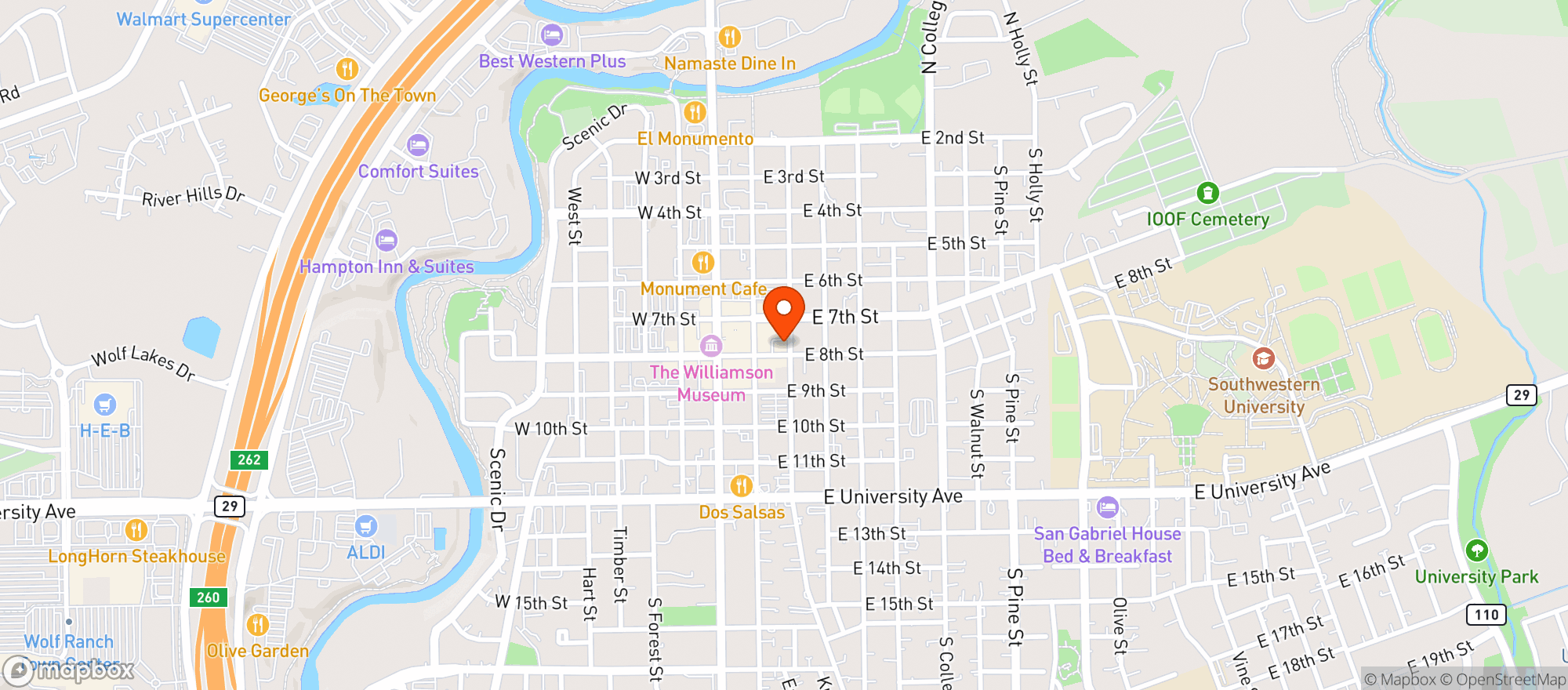 Map showing City Post