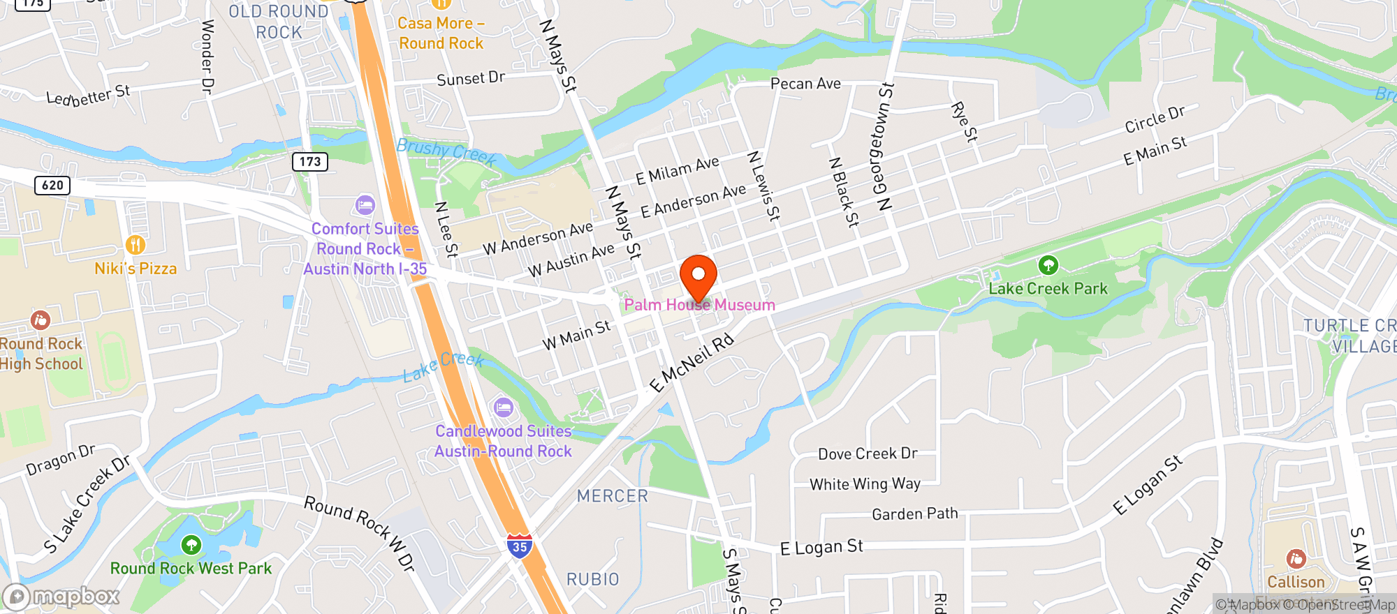 Map showing 600 Degrees Pizzeria And Drafthouse Round Rock