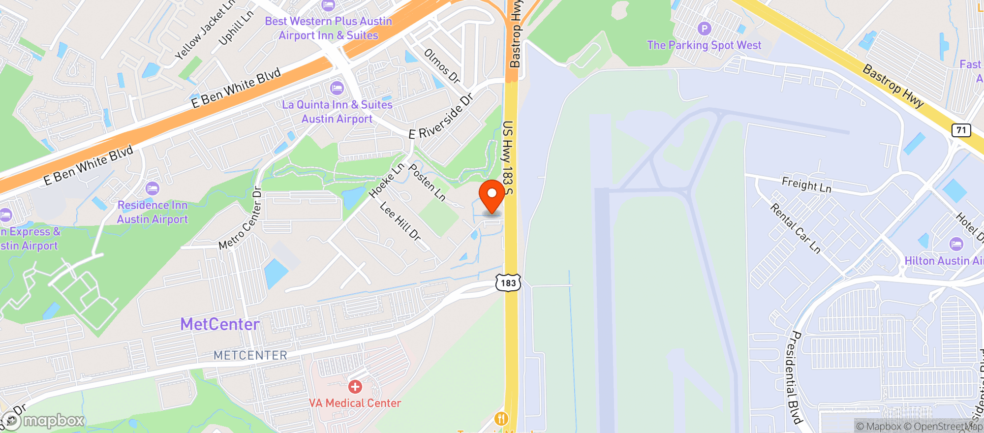 Map showing The Austin Shaker Warehouse