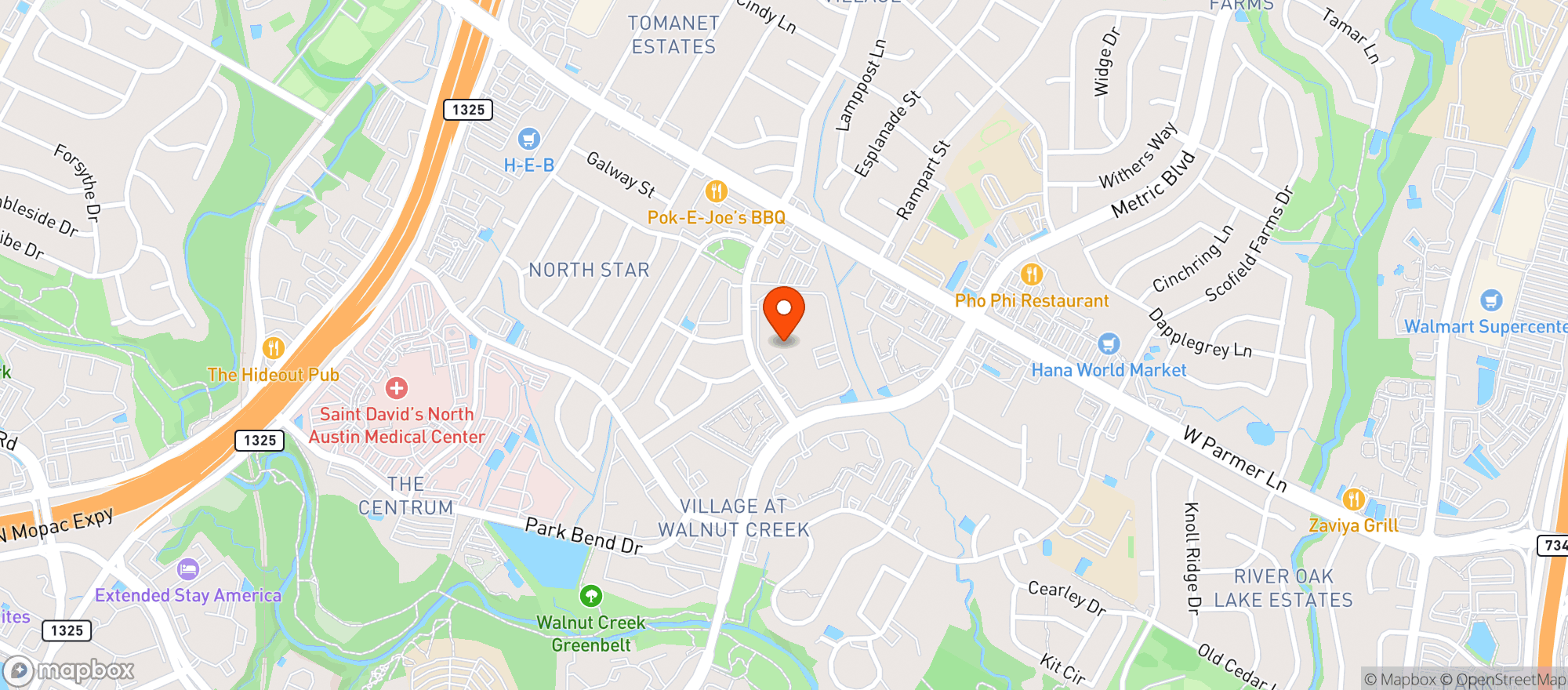 Map showing Justins Drink Shop
