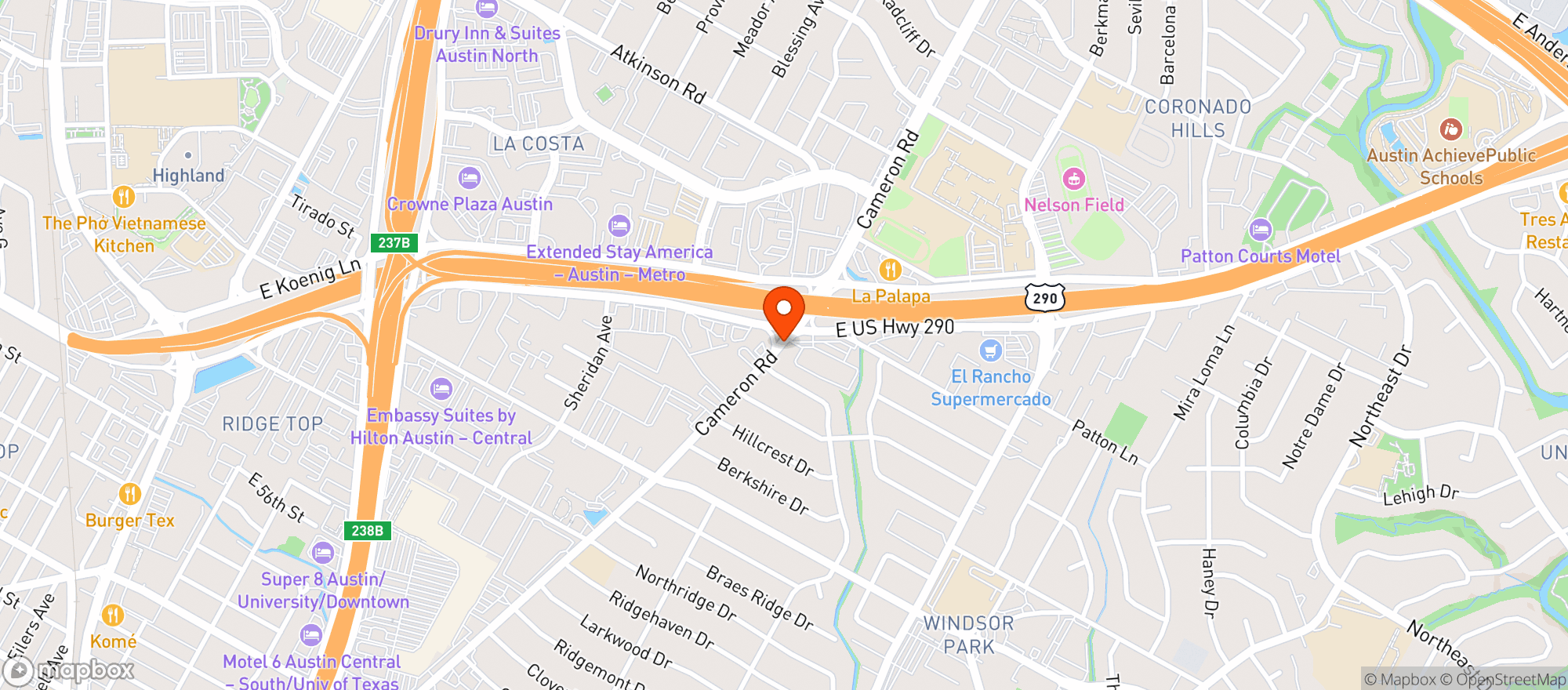 Map showing Sunrise Market - Cameron