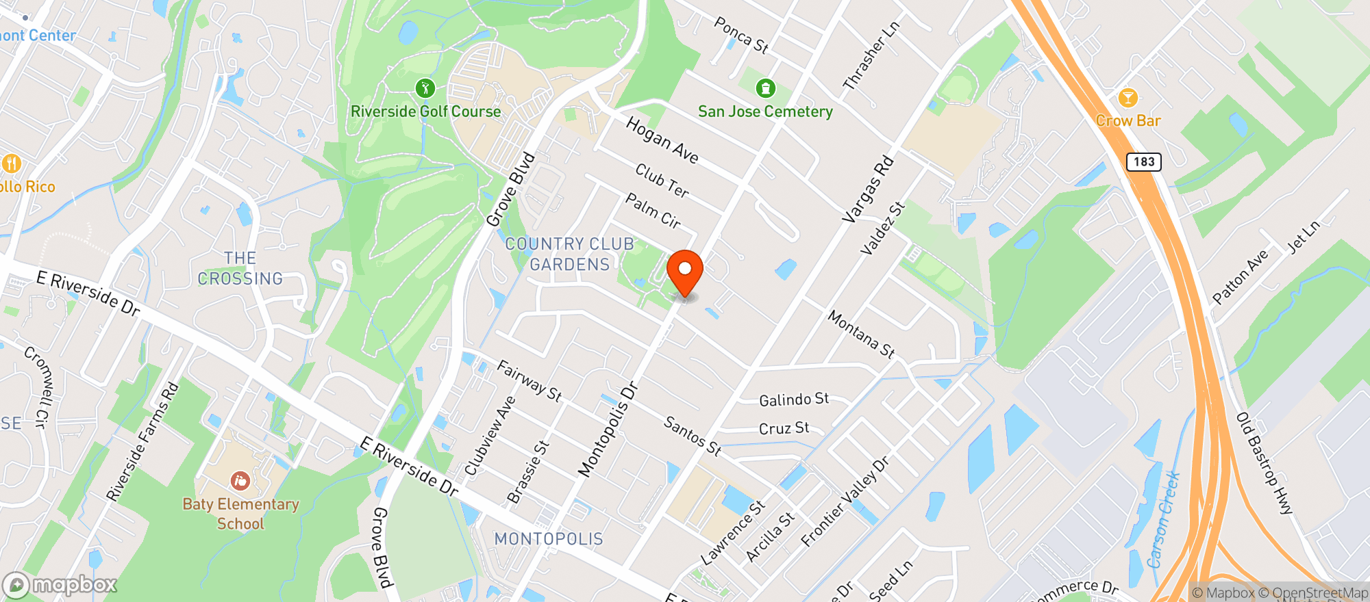 Map showing Montopolis Grocery
