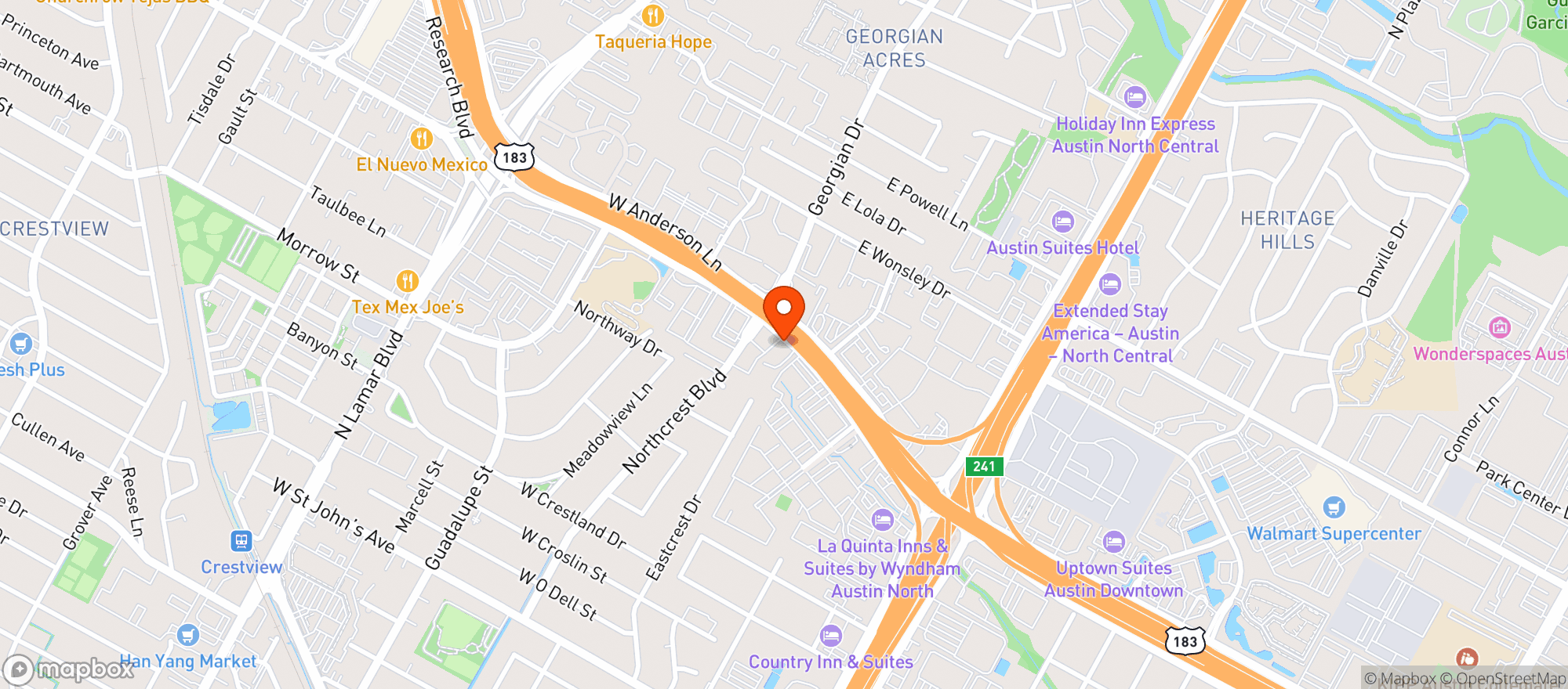 Map showing Austin Wholesale Supply