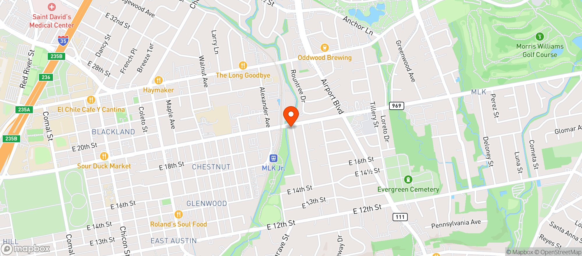Map showing MLK Food Store