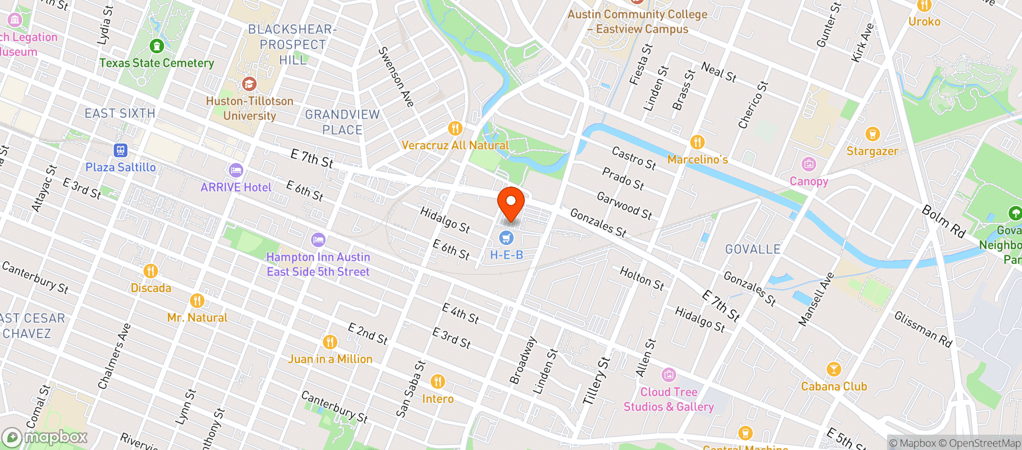 Map showing H E B Food Store