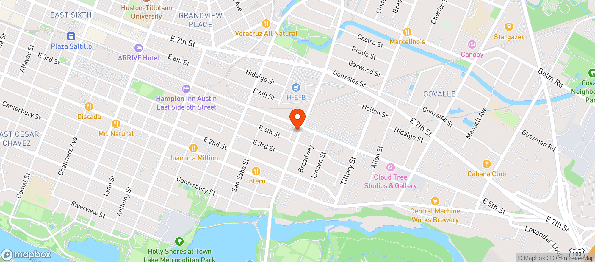 Map showing The Austin Shaker 2