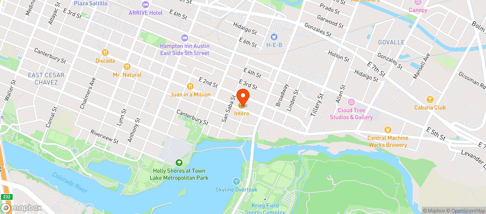 Map showing Intero