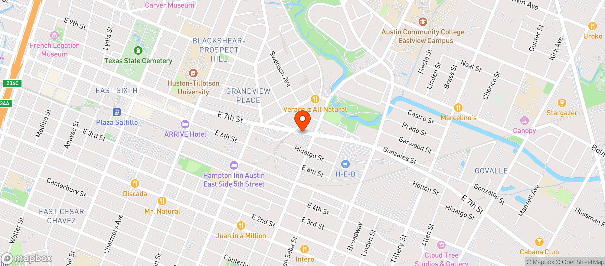 Map showing Casa Colombia