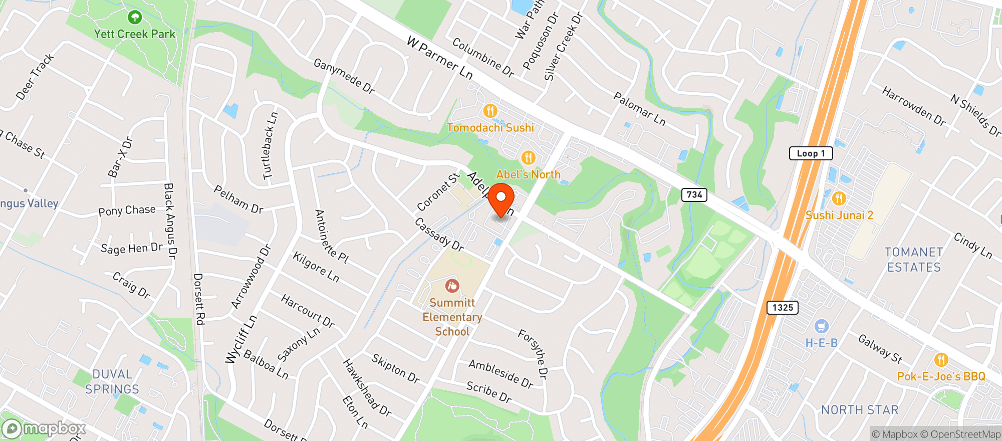 Map showing Texan Market - Amherst