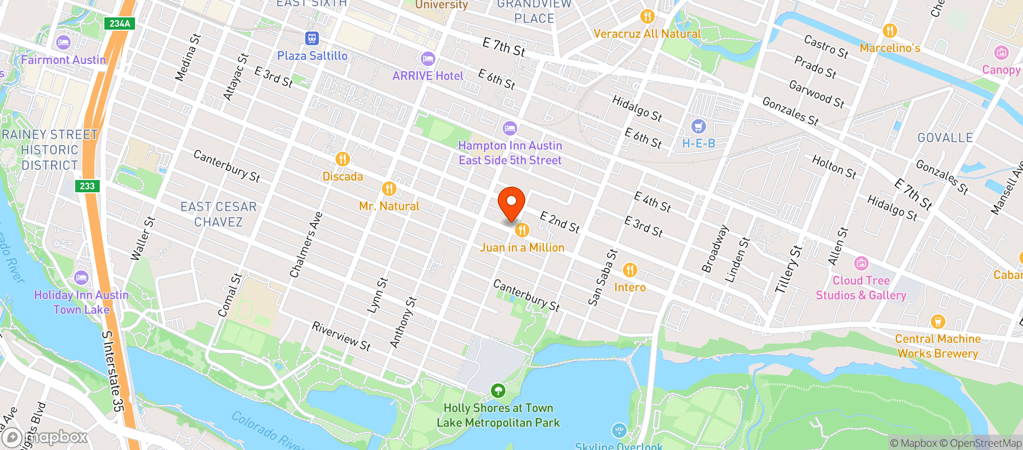 Map showing Express-o