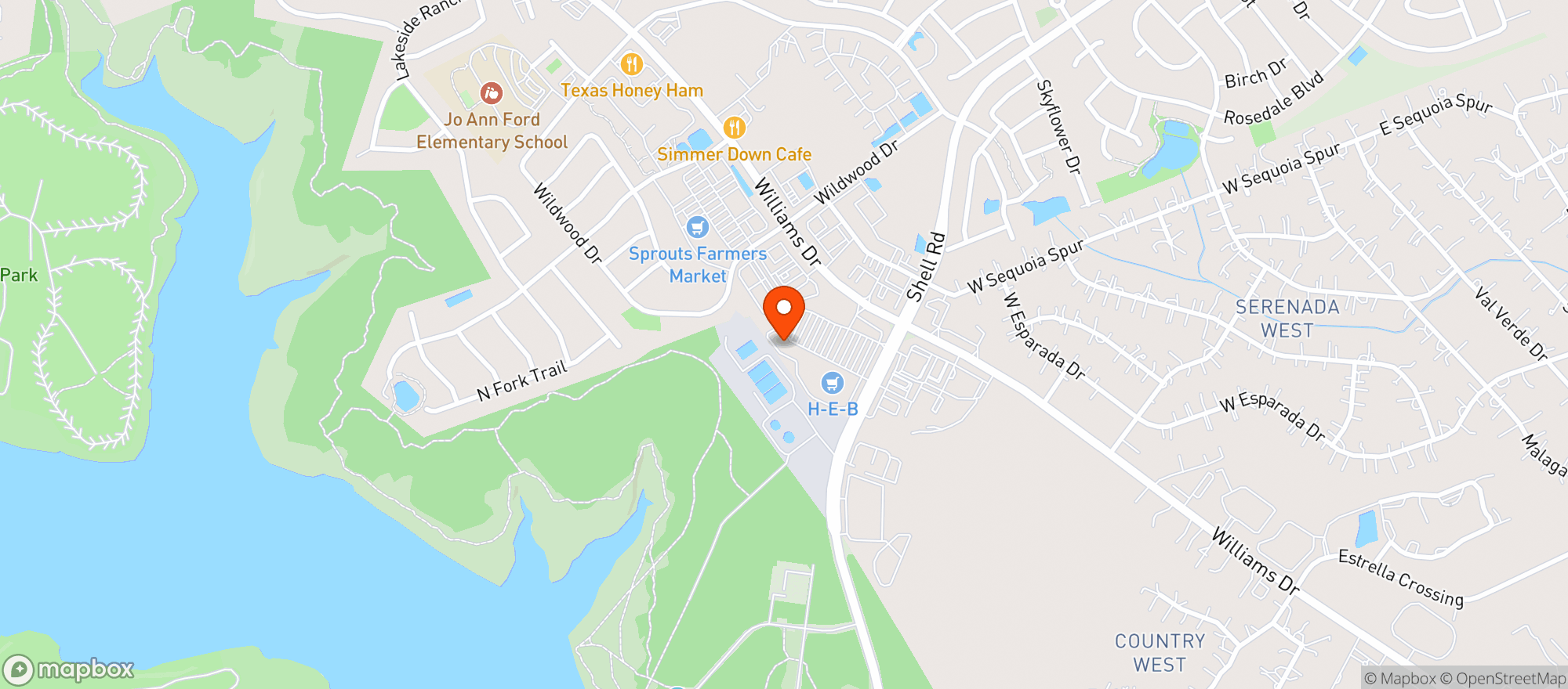 Map showing H E B Food Store #487