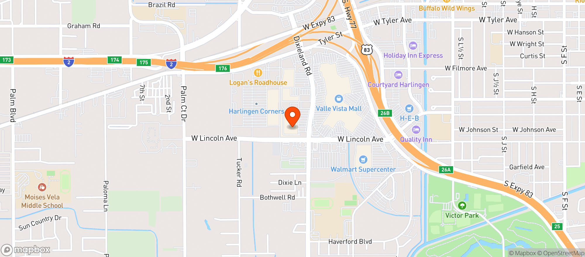 Map showing TARGET - HARLINGEN