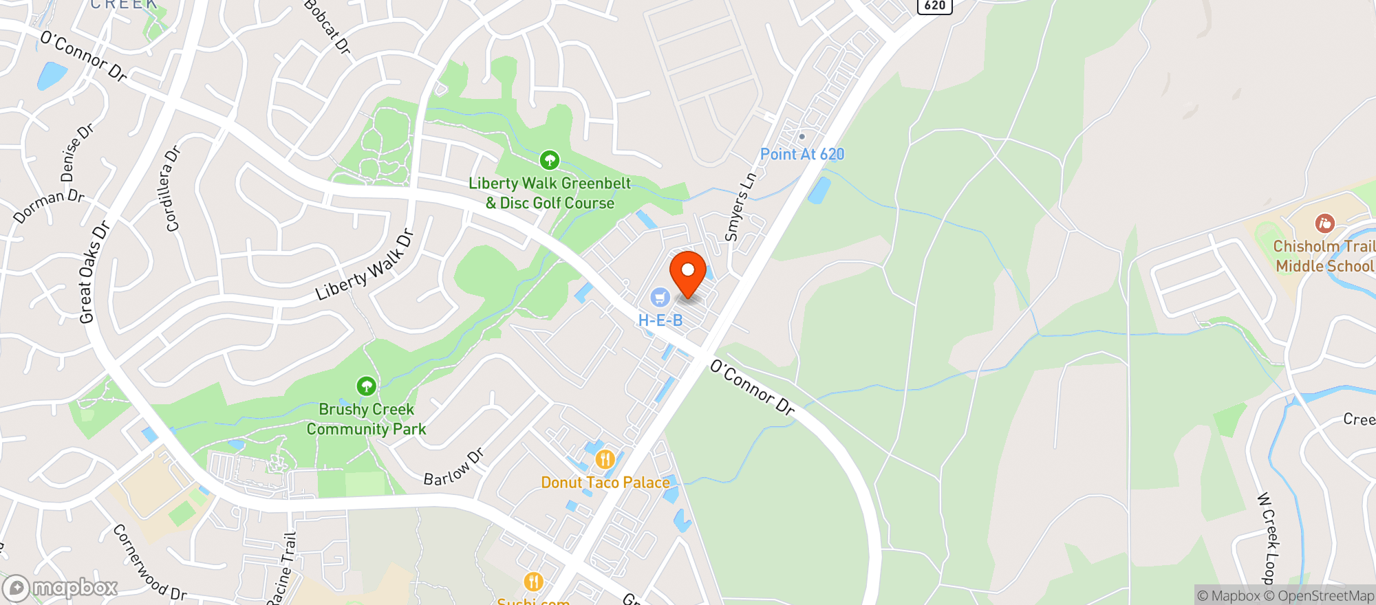 Map showing H-E-B
