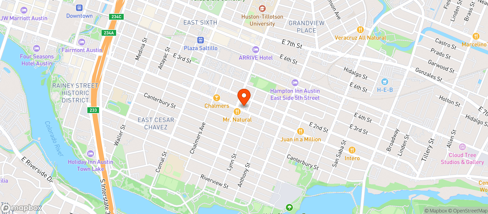 Map showing The Glassmith - Cesar Chavez