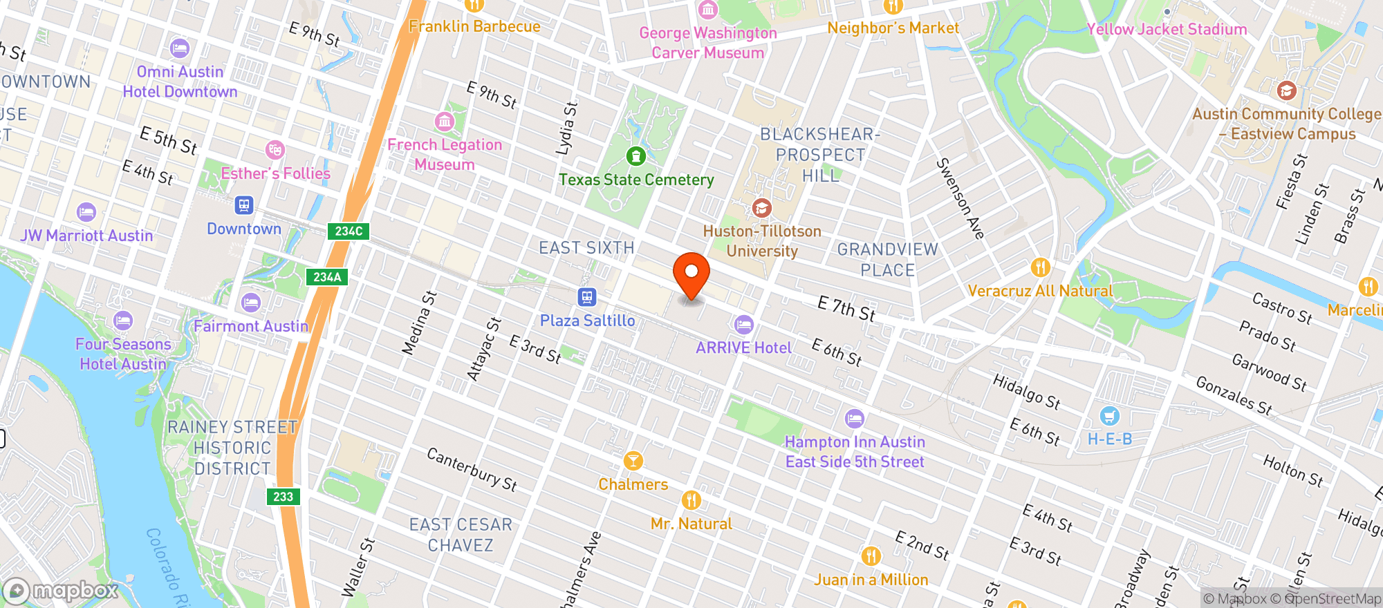 Map showing Zilker Brewing Company